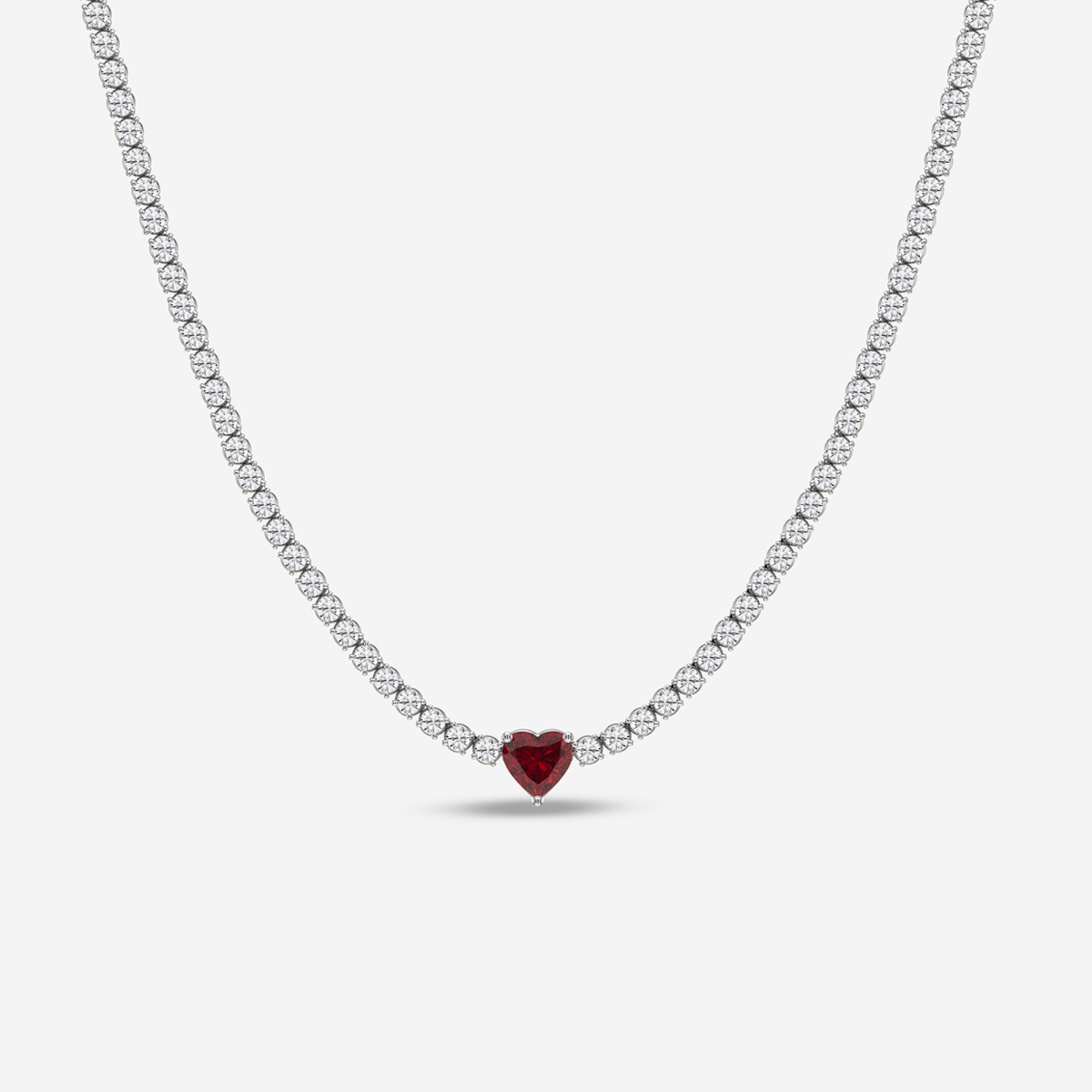 Additional Image 1 for  5.9 mm Heart Shaped Created Ruby and 6 5/8 ctw Round Lab Grown Diamond Fashion Necklace
